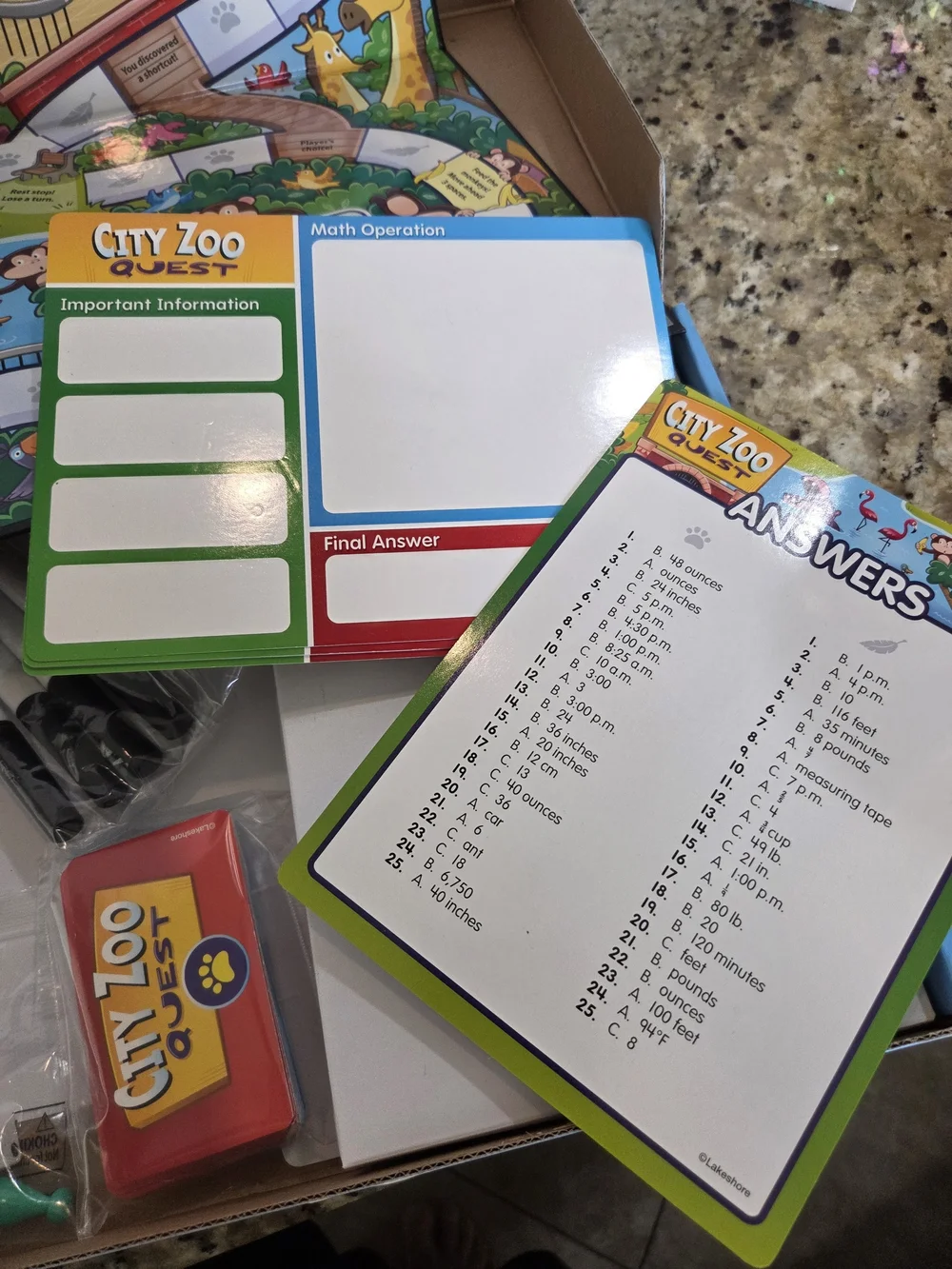 Lakeshore Learning City Zoo Quest Game Word Problem Math Time & Measurement 7+